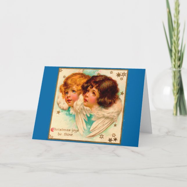 Victorian angels Christmas Joys Be Thine Card (Front)