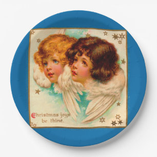 Victorian angels Christmas Joys Be Thine Paper Plate