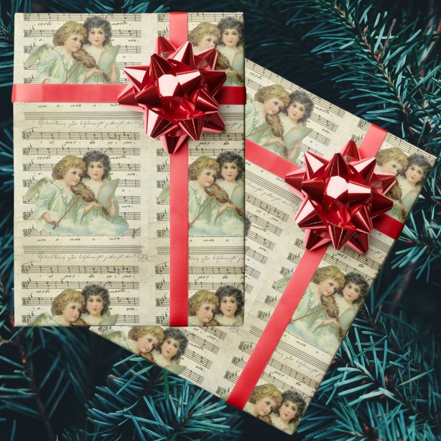 Victorian Angels Violin and Sheet Music Wrapping Paper (Creator Uploaded)