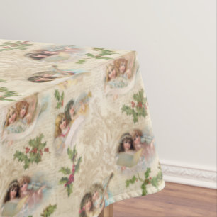 Victorian Angels w/Music, Script & Holly Tablecloth