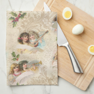 Victorian Angels w/Music, Script & Holly Tea Towel