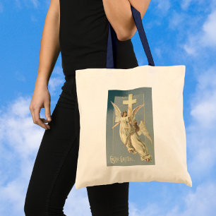 Victorian Angels with a Cross, Vintage Easter Tote Bag