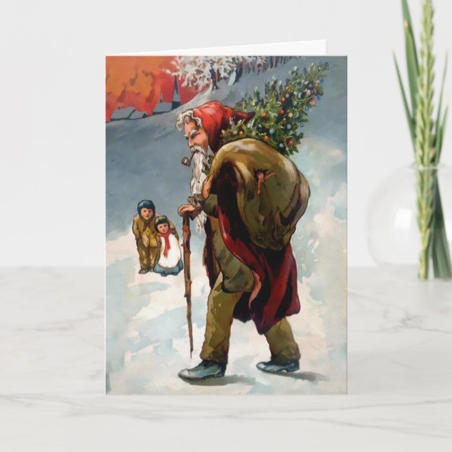 Victorian Angry Old Santa Holiday Card (Front)