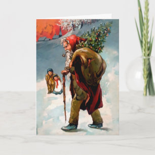 Victorian Angry Old Santa Holiday Card