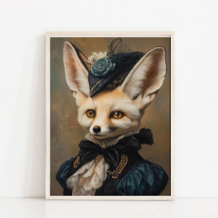 Victorian Animal Portrait, Royal Lady Fox Vintage  Poster
