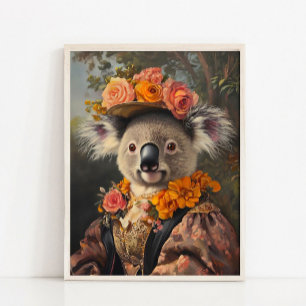 Victorian Animal Portrait, Royal Lady Koala Vintag Poster