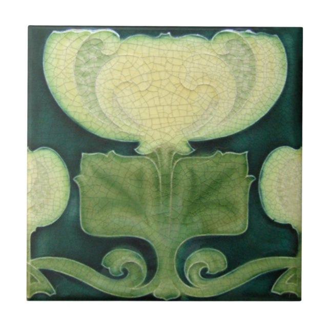 Victorian-antique-look-tile-green-white Ceramic Tile (Front)