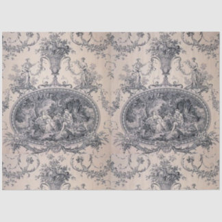 Victorian Antique Toile Blue & White Decoupage  Tissue Paper