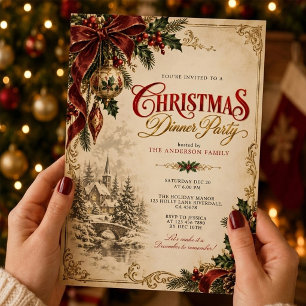 Victorian Antique Vintage Holiday Party Christmas Invitation