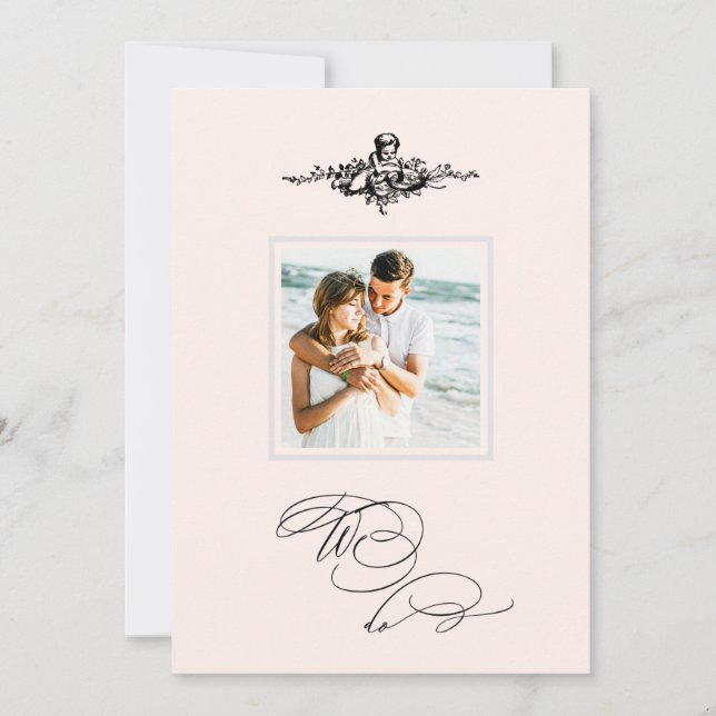 *~* Victorian AR6 Cherub PHOTO QR RSVP Wedding Invitation (Front)