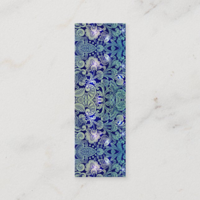 Victorian Arabesque, ALAMEDA - Navy & Sea Green Mini Business Card (Front)