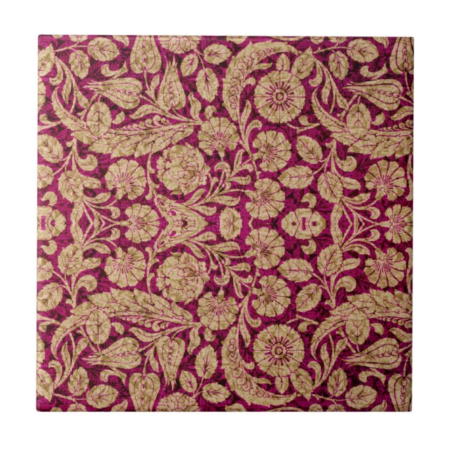 Victorian Arabesque, CANTARA - Burgundy & Tan Ceramic Tile (Front)
