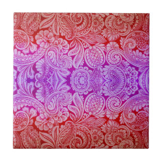 Victorian Arabesque, HALYDON in Red & Purple Ceramic Tile