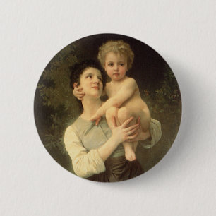 Victorian Art, Brother and Sister by Bouguereau 6 Cm Round Badge
