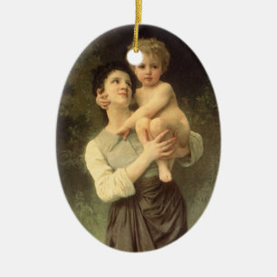 Victorian Art, Brother and Sister by Bouguereau Ceramic Ornament
