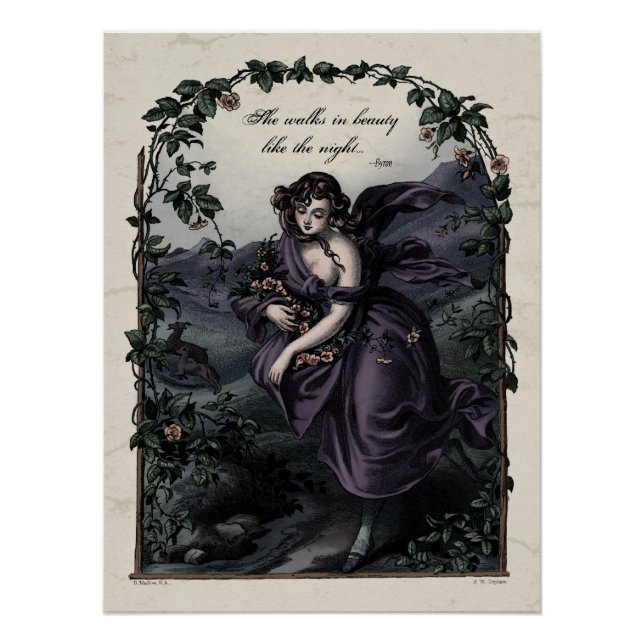 Victorian Art Byron "She Walks in Beauty" Glossy Poster (Front)