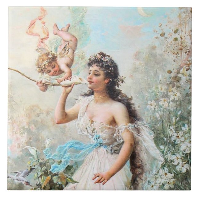 Victorian art Ceramic Tile (Front)