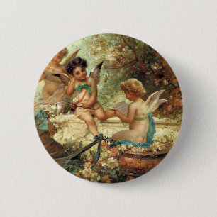 Victorian Art, Musician Angels by Hans Zatzka 6 Cm Round Badge