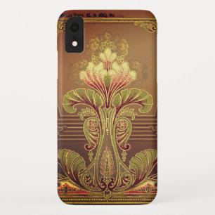 Victorian art nouveau floral frieze elegant brown iPhone XR case