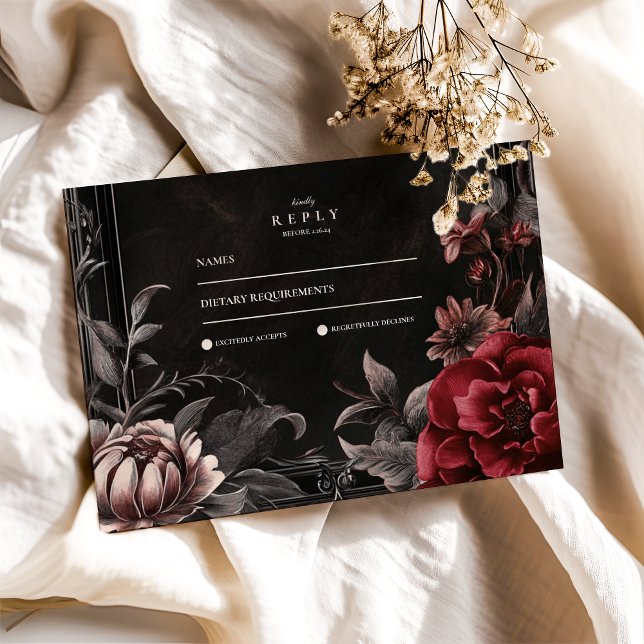 Victorian Art Nouveau Floral Wedding  RSVP Card (Creator Uploaded)