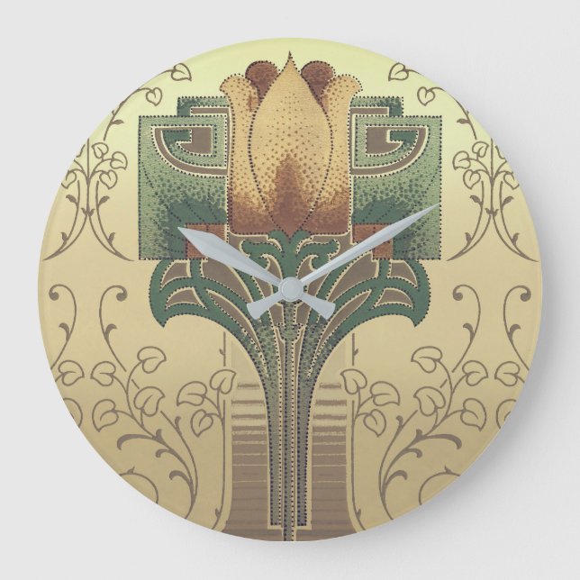 Victorian arts and crafts flower large clock (Front)