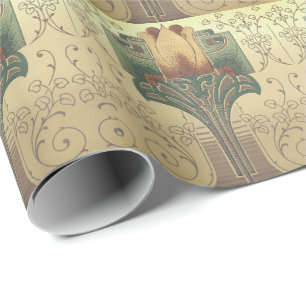 Victorian arts and crafts flower pattern wrapping paper