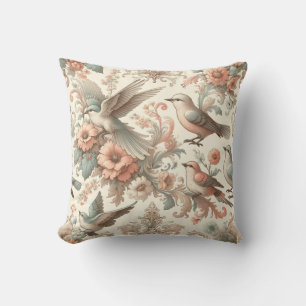 Victorian Aviary: A Pastel Garden Cushion