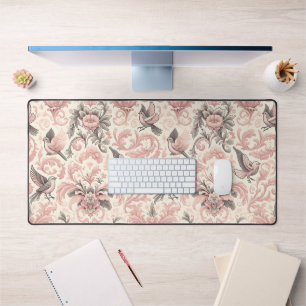 Victorian Aviary: A Pink Pastel Garden Desk Mat