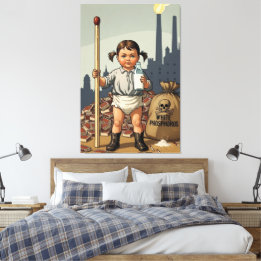 Victorian Baby Girl Canvas - Funny Baby Worker Print