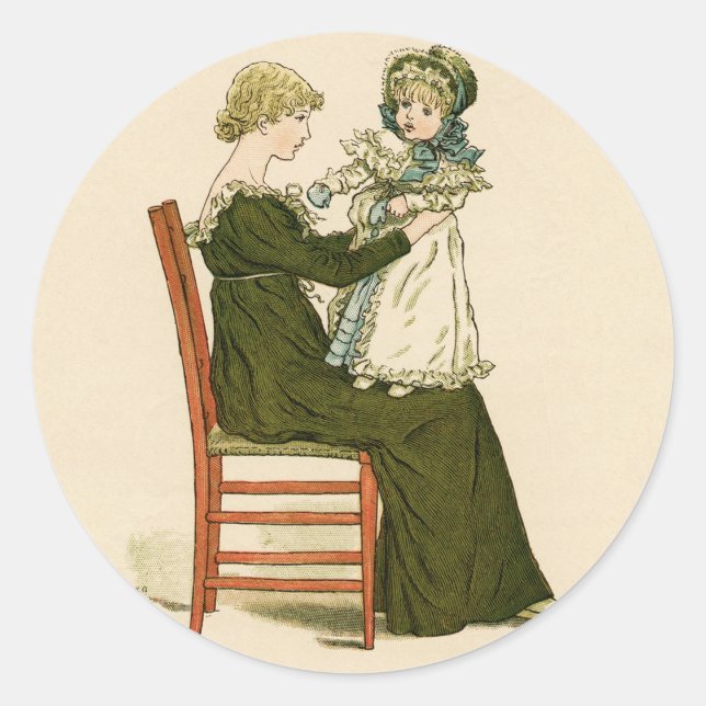 Victorian Baby Greenaway Mother Classic Round Sticker (Front)