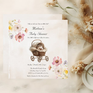 Victorian Baby Hedgehog Wildflower Baby Shower 