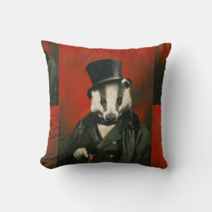 Victorian Badger Throw Cushion