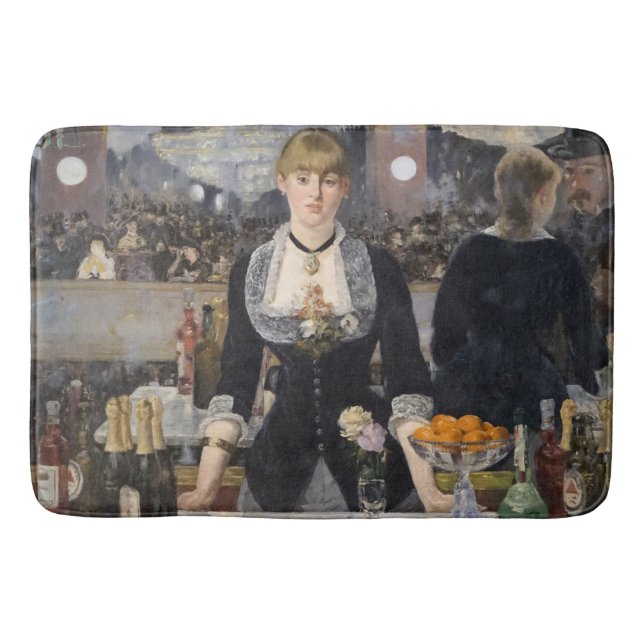 Victorian Barmaid Girl at Folies Bergere, France Bath Mat (Front)