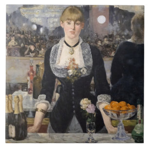 Victorian Barmaid Girl at Folies Bergere, France Ceramic Tile