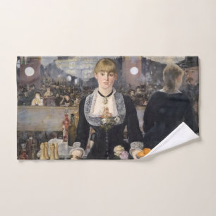 Victorian Barmaid Girl at Folies Bergere, France Hand Towel