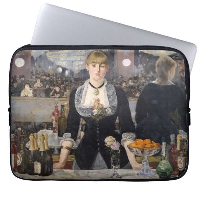 Victorian Barmaid Girl at Folies Bergere, France Laptop Sleeve (Front)
