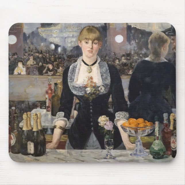 Victorian Barmaid Girl at Folies Bergere, France Mouse Pad (Front)