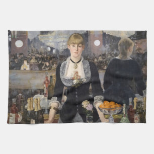 Victorian Barmaid Girl at Folies Bergere, France Tea Towel