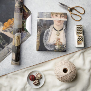 Victorian Barmaid Girl at Folies Bergere, France Wrapping Paper