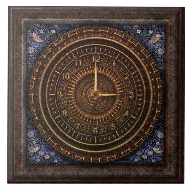 Victorian baroque clock ceramic tile (Front)