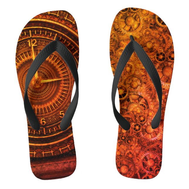 Victorian baroque clock steampunk brown thongs (Footbed)