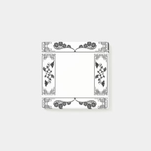 Victorian Baroque Elegant Black and White Floral Post-it Notes