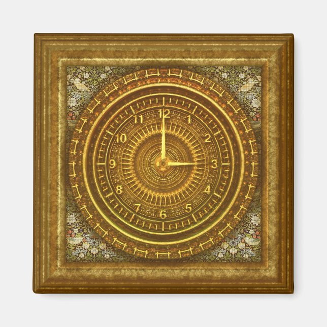 Victorian baroque gold clock steampunk  magnet (Front)