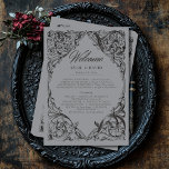Victorian Bat Until Death Black & Grey Wedding Program<br><div class="desc">Elevate your gothic wedding with a Victorian-inspired wedding program that exudes timeless elegance and mystery. Designed to resemble an antique book binding, this stunning design features intricate a black and grey lacey filigree, evoking the charm of a bygone era. Let your love story unfold with a program as unforgettable as...</div>