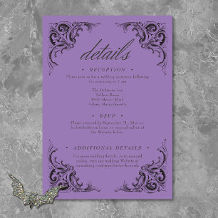Victorian Bat Until Death Black & Purple Wedding Enclosure Card