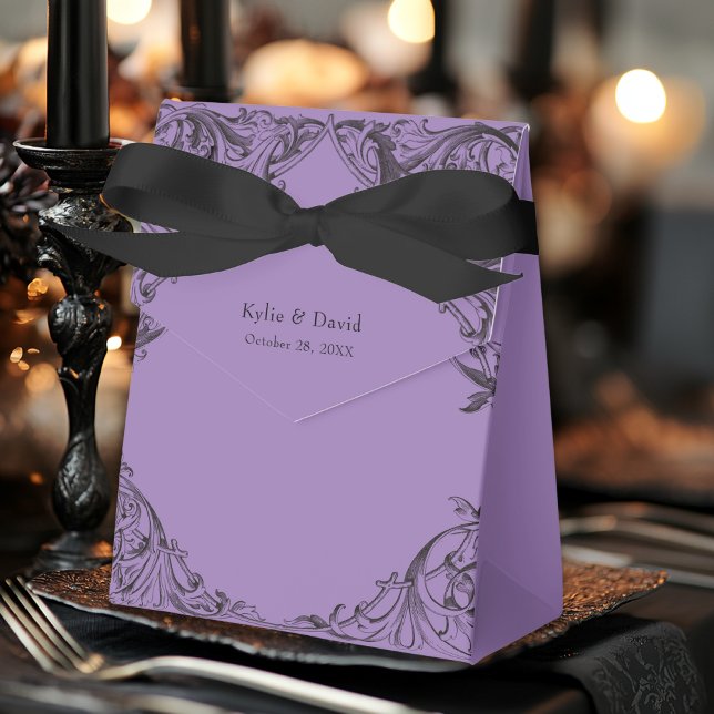 Victorian Bat Until Death Black & Purple Wedding Favour Box (Creator Uploaded)