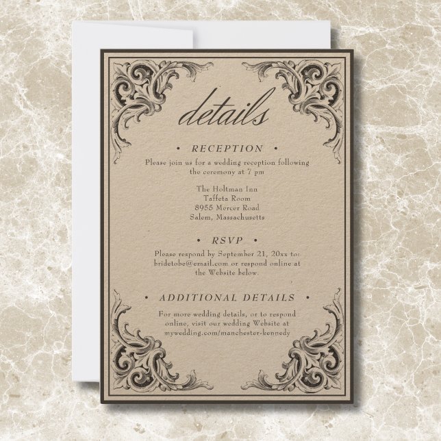 Victorian Bat Until Death Black & Tan Wedding Enclosure Card (Victorian Bat Until Death Black & Tan Wedding Enclosure Card)