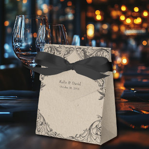 Victorian Bat Until Death Black & Tan Wedding Favour Box