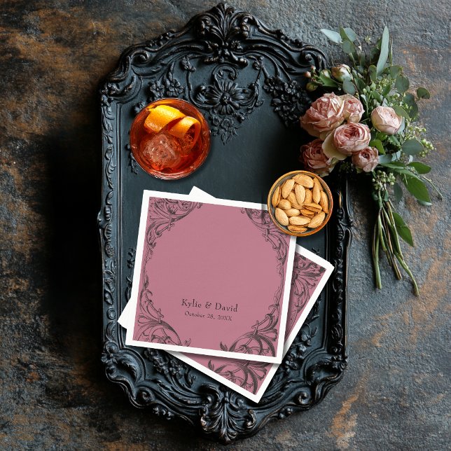 Victorian Bat Until Death Black & Wine Wedding Napkin (Creator Uploaded)