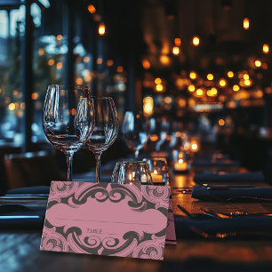 Victorian Bat Until Death Black & Wine Wedding Place Card